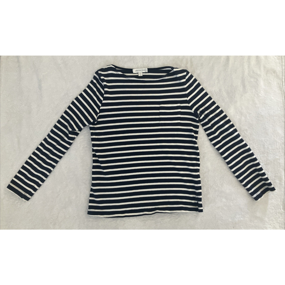 Amour Vert Top Womens Coastal Nautical Striped Organic Cotton Granola Capsule SM